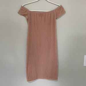 baby pink velvet body con dress